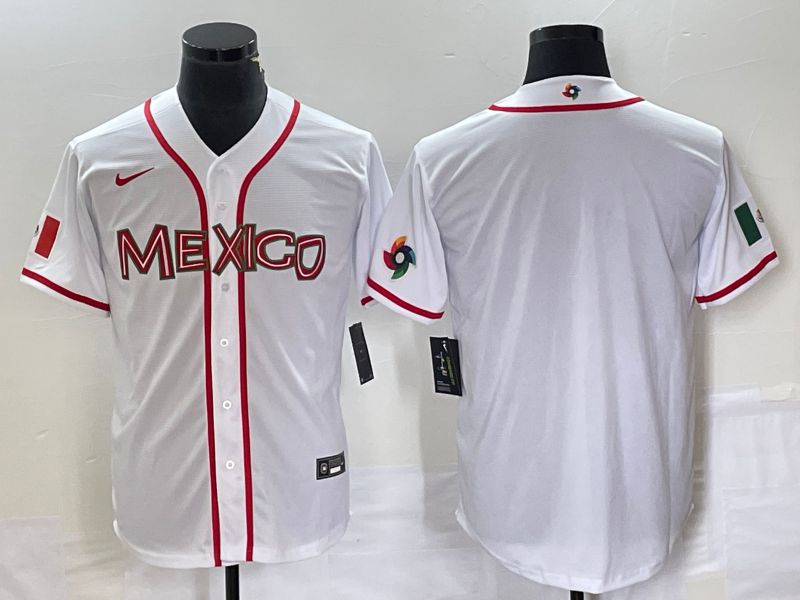 Men 2023 World Cub Mexico Blank White Nike MLB Jersey17->more jerseys->MLB Jersey